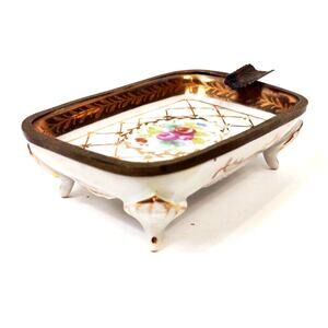 Antique Porcelain Kalk Crossed Arrows Mark Gilt Ashtray Germany Hand Painted